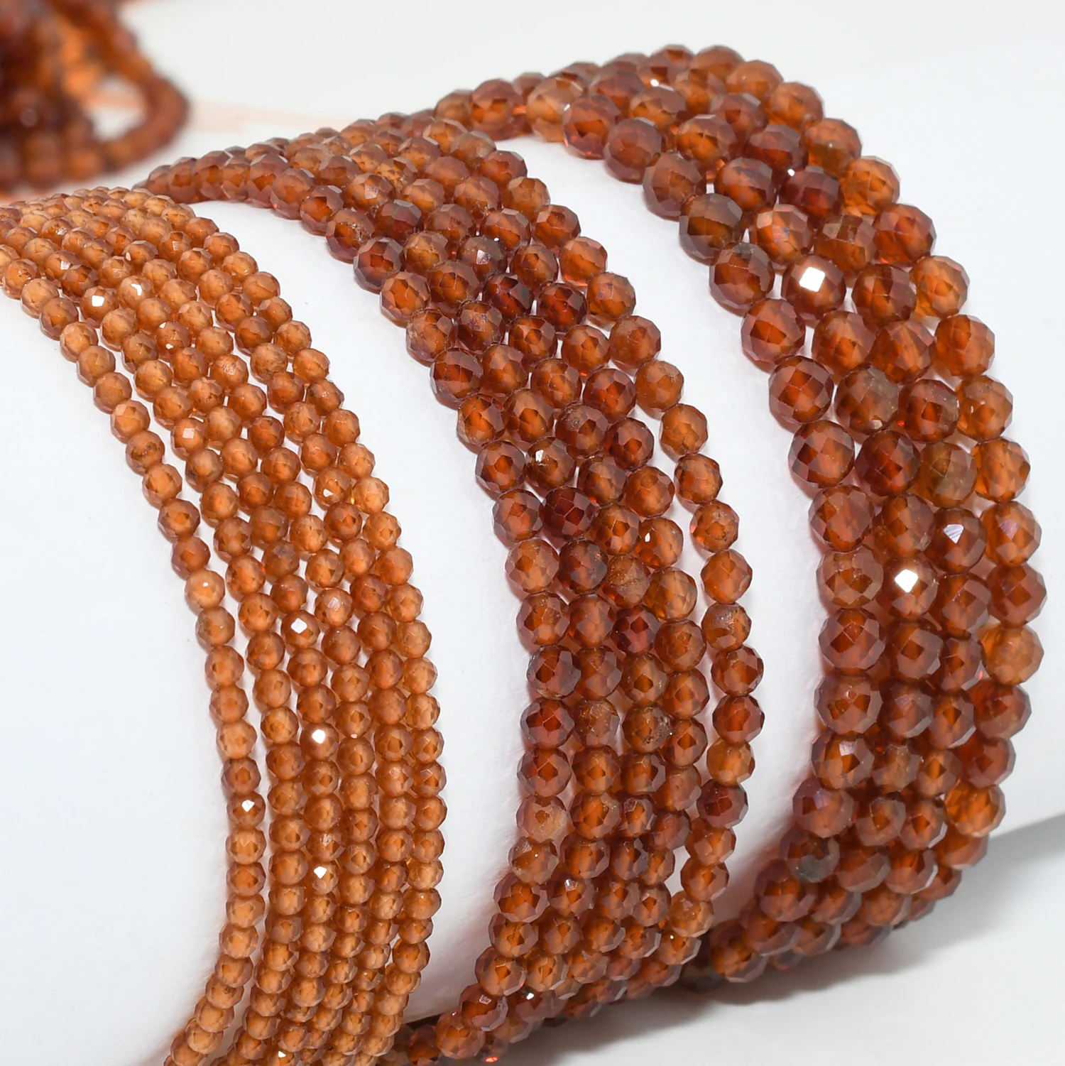Natural Spessartine Garnet Faceted Round Beads 2mm/3mm/4mm