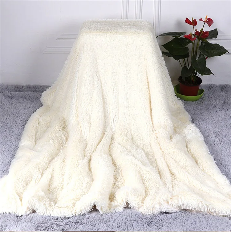 IDOTEX Super Soft Faux Fur Elegant Cozy With Fluffy Throw Blanket Bed Long Shaggy Warm Bedding Sheet