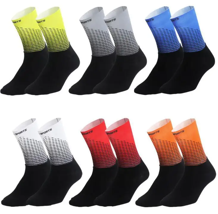 Combined printing socks with strip fabric Anti-slip High Speed Aero Men Breathable MTB/Road running custom cycling socks