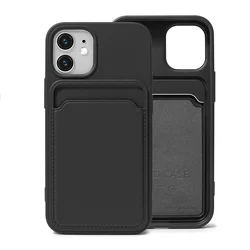 Luxury Quality soft TPU silicon cover mobile phone bags & cases for IPhone with ID Credit bank card holder