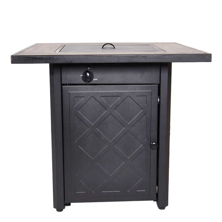 Outdoor Patio 28 Inch Square Ceramic Tabletop Propane Gas Firepit Firetable Gas Fire Pit Table