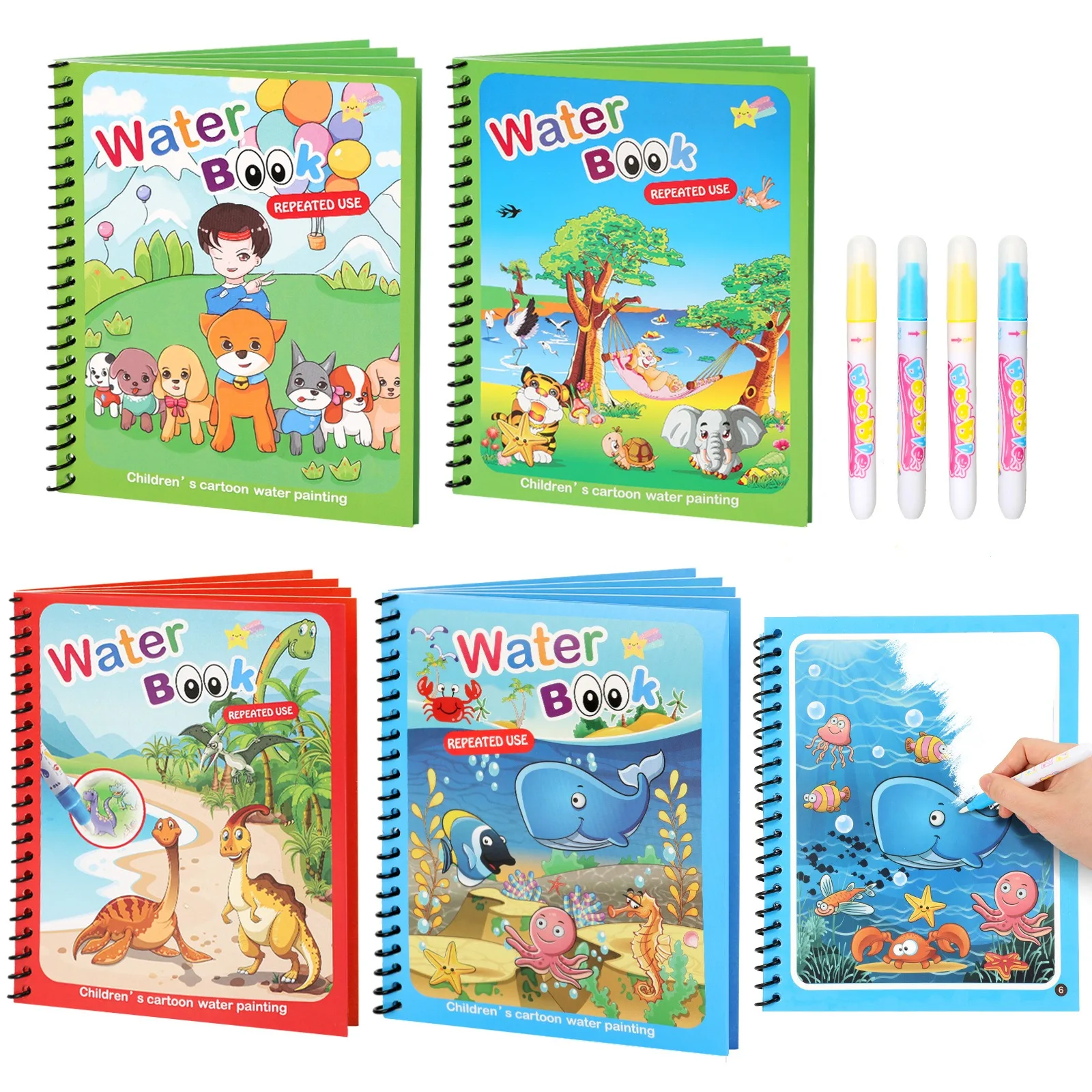 Красочное письмо Волшебная книга для рисования водой с волшебными ручками детские книги
