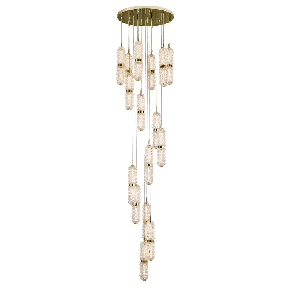 2022 New Modern golden Capsule shape pendant lamp crystal glass spiral LED villa stairs glass chandelier