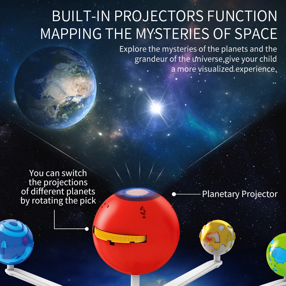 STEM Solar System Model DIY Kit Planetary Projector 360 Degree Rotation 8 Planets Projection  Astronomy Arts Science For Kid