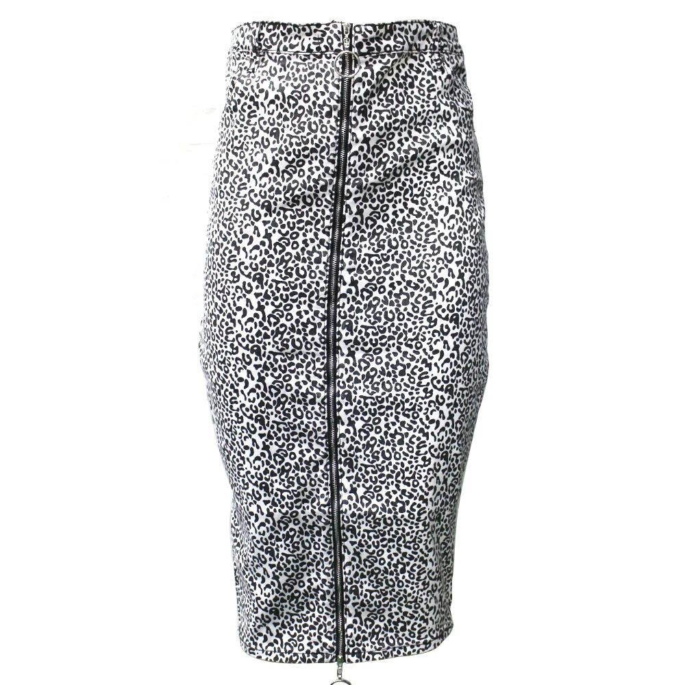 Women slim short skirts printed zipper design pencil jean skirt