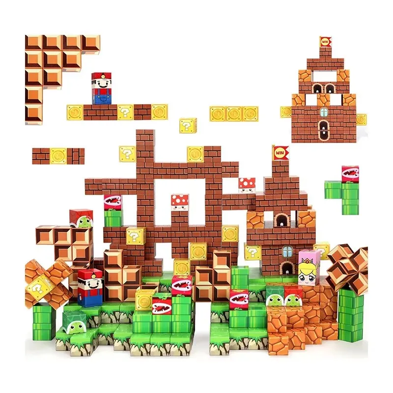 Magnetic cube 100PCS Build Mine Magnet World Super Bro Magnetic Building Elements Sensory Toys for kid OEM