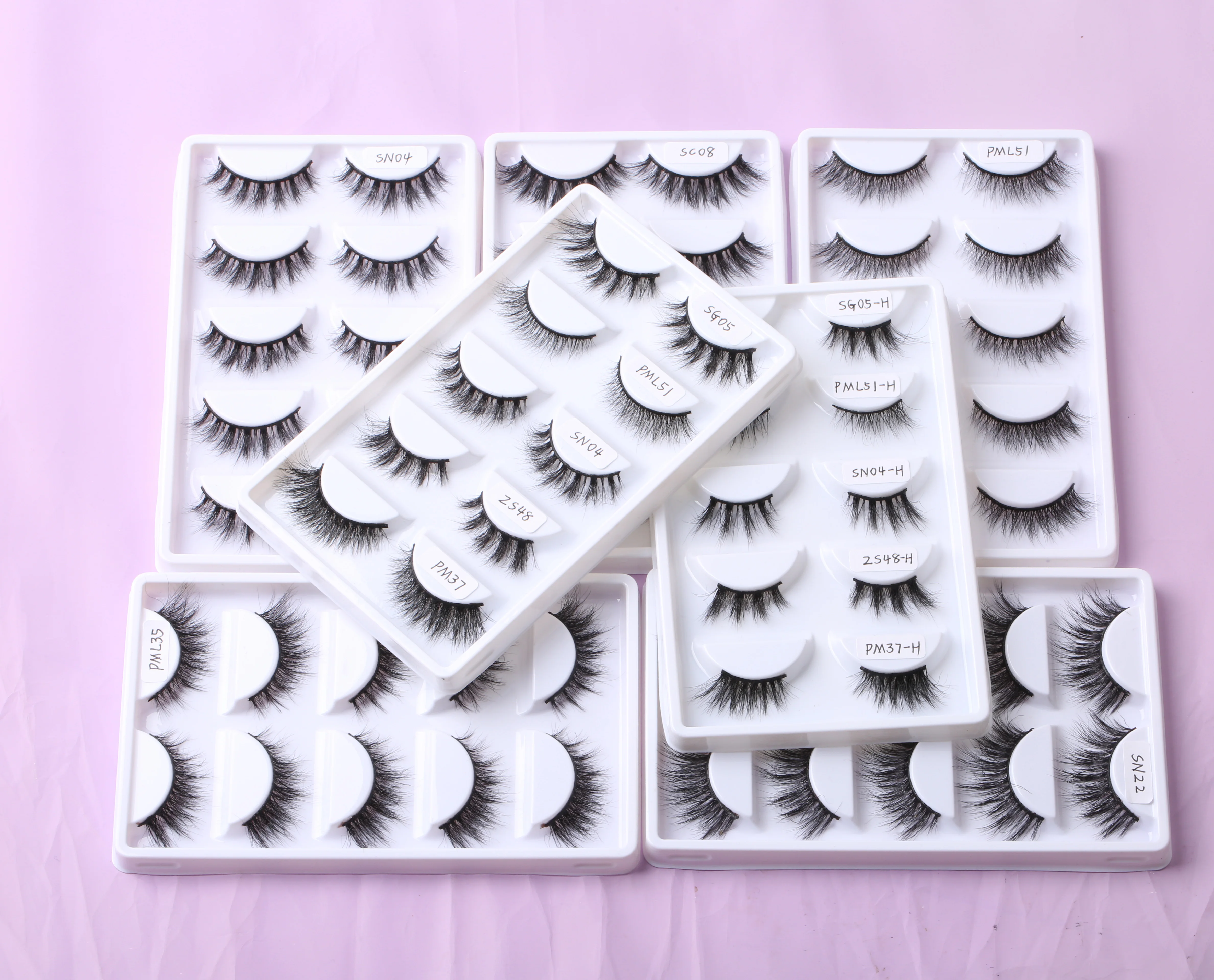 New Arrival 3D real mink fluffy soft lashes wholesale cruelty free mink lash 5 pairs lash set with white tray popular styles
