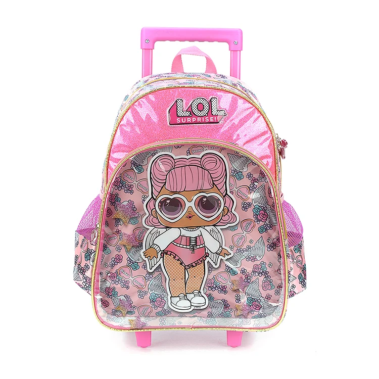Custom Fashion Salable Cute Cartoon Girls Kids Travel School Trolley Backpack Bag