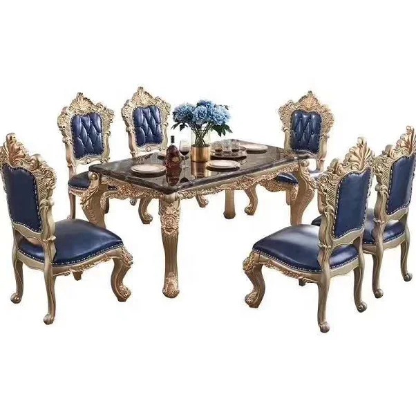
European Italian classical wooden carved-flower royal dinning room set 