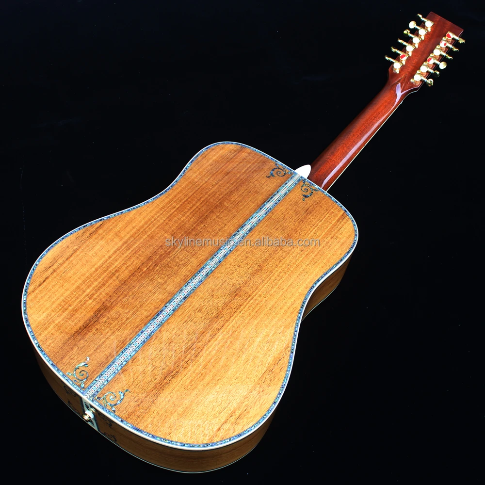 12 Strings Deluxe Solid Koa Wood 41 Inch Acoustic Guitar Handmade