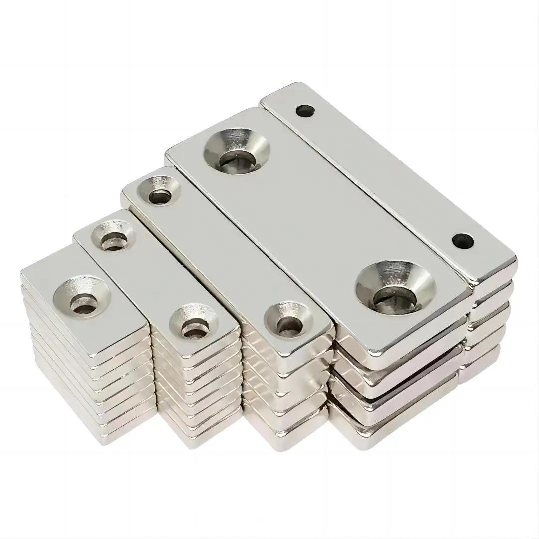 N35 N48 Block Rare Earth Materials Square Countersunk Rectangular Motor Shape Weld Punching Cutting Holes Permanent Magnet Ndfeb