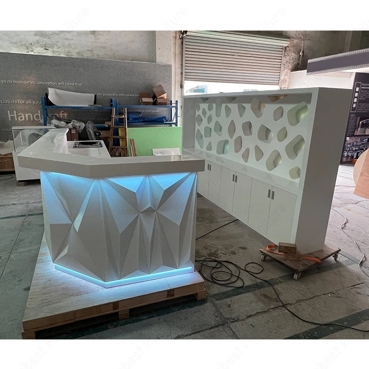 Coffee Shop Bar Counters Led Marble Stone Bar Furniture Stools Restaurant Hotel Bar Counter White