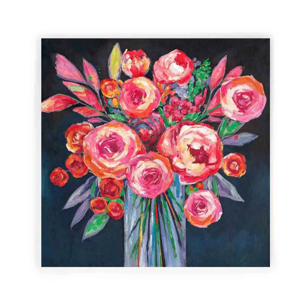 Top selling read flowers wall art oil painting on canvas for living room decor
