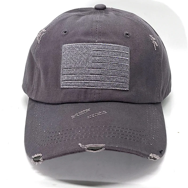 In-stock Wholesale Camouflage Embroidered USA Flag America Cap Cotton Hat for Men and Women Solid Baseball Sport Cap Outdoor