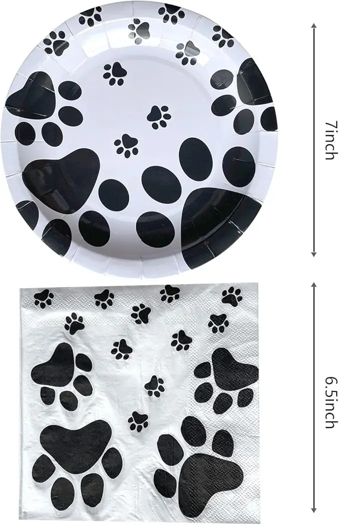 40 Pieces Dog Paw Print Birthday Party Supplies20 plates and 20 napkins Birthday party decorations for Kids Baby Showercustomize