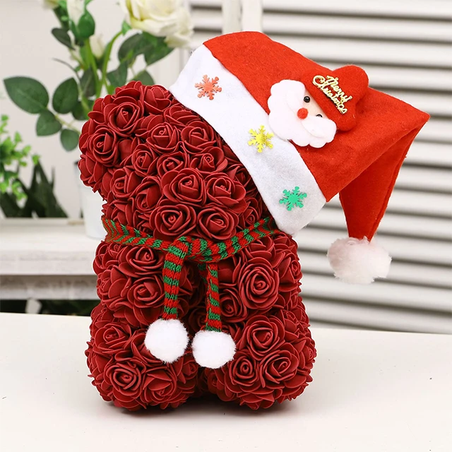 25cm Pe Artificial Rose Flower Bear As Gift Use For Valentines Day Birthday Mothers Day