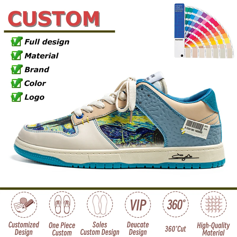 OEM ODM Sneaker for Men Design Blank Retro Shoes Custom Sneakers Walking Skateboard Shoes Zapatillas canvas trendy shoes for Men