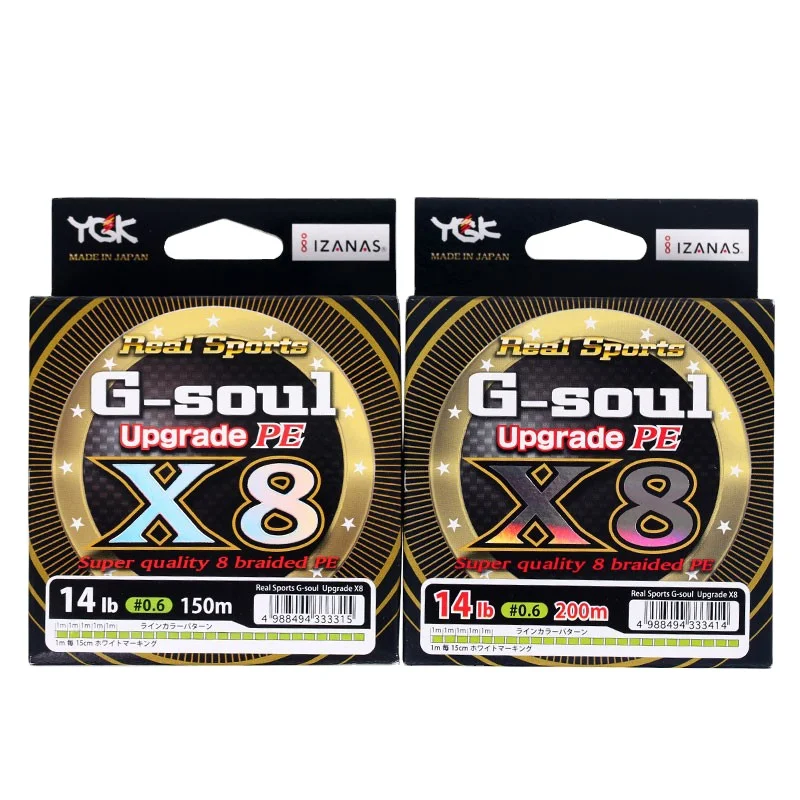 YGK Original G-SOUL X8 Upgrade Braid Fishing Line 150M 200M Super Strong 8 Strands Multifilament Japan 14LB 16LB 60LB PE Line