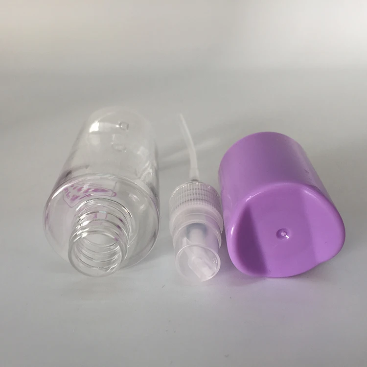 Cute 35ml clear round cylinder spray bottles with cartoon cat pig dog face printing lids travel perfume bottles for children