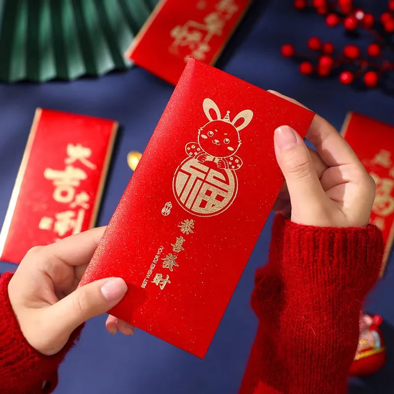 Китайские красные конверты Hong Bao с фу 2022 карманы для денег на удачу все случаи