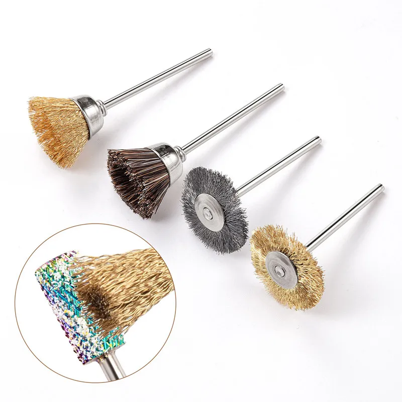 Nail Drill Wire Brush Cleaner Milling Cutter Accessories L Drill Bit Clean Tool Cleaning Steel Wire Copper nail tools