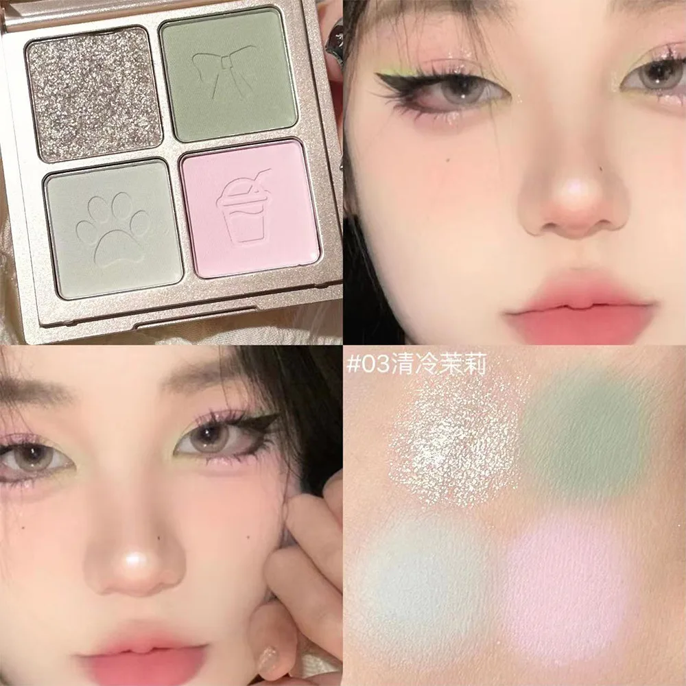 Art Value Little Bear Knight Four Color Eyeshadow cartoon packing Shimmer Glitter Pigment palette Matte wholesale Eye Shadow