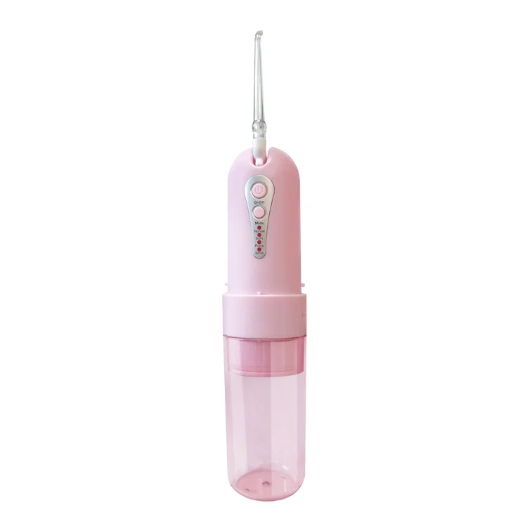 Mini portable collapsible travel water flosser pick dental oral irrigator hygiene different pink for lady