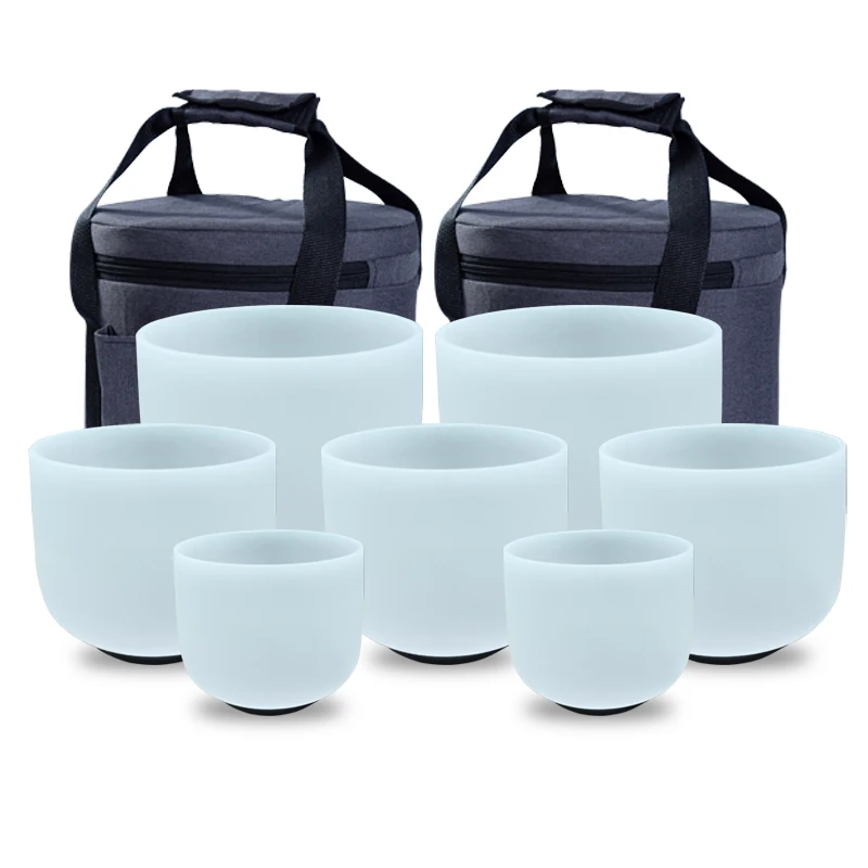 Chakra Frosted White Quartz Crystal Singing Bowl Sound Healing And Medit Singing Bowl Set