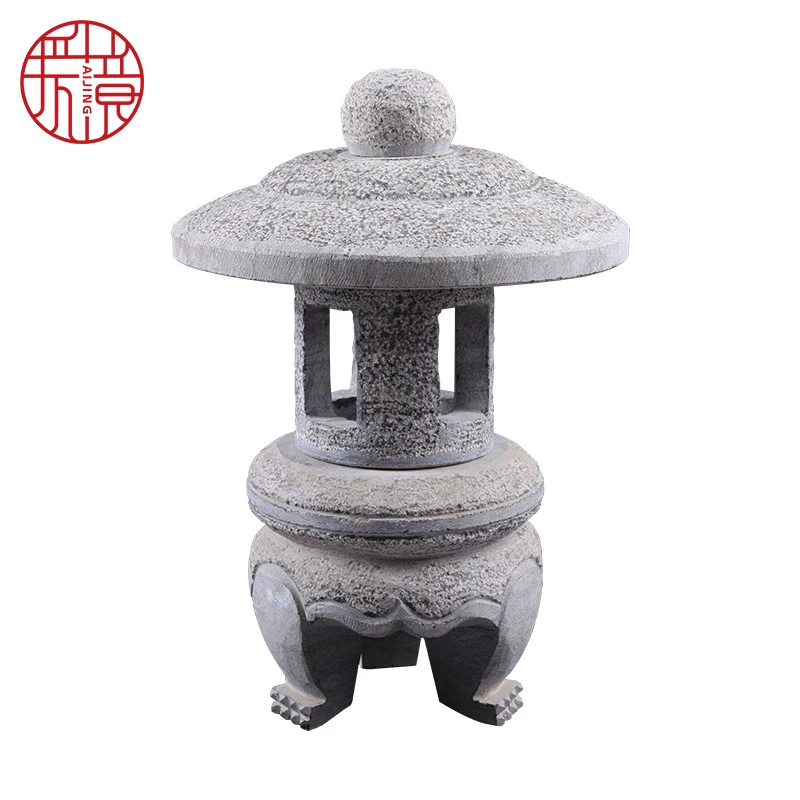 Hand Carved AIKING  black granite stone grave lantern for gravestone for Outdoor Courtyard Garden