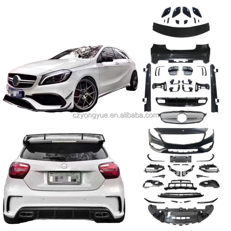 Front Rear Bumper W176 Wide Body Kit Upgrade AMG45 A45 AMG Bodykit For Mercedes Benz A Class W176 2013 2014 2015 2016 2017 2018