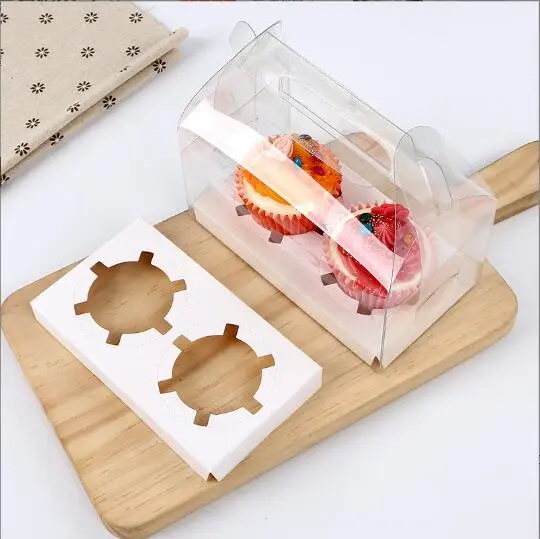 Transparent Clear Crystal Cupcake Boxes - Large Muffin Packaging 2 4 6 Hole