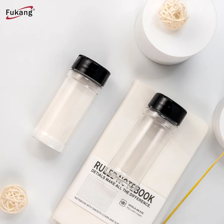 Wholesale 100ml clear plastic spice bottle seasoning packaging salt and pepper bottle with double sided lid
