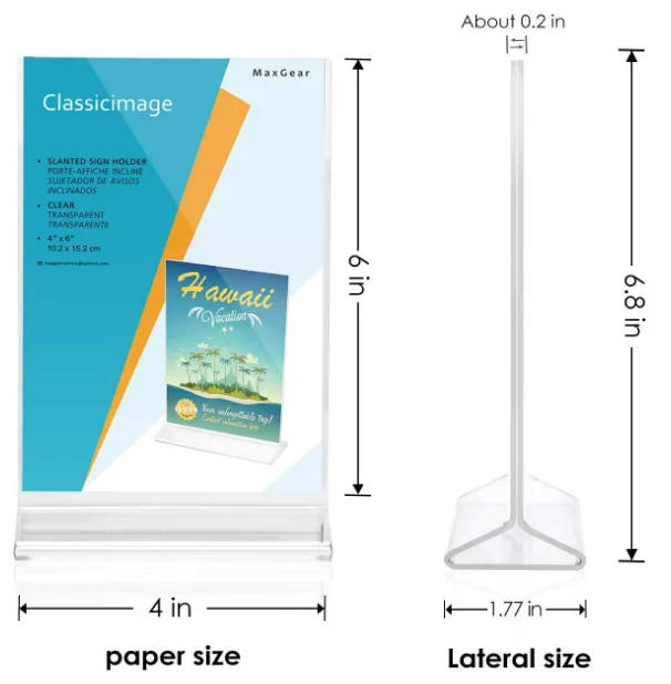 4x6 inches Acrylic Menu Holder Clear Table Display Holders AD Covers  Plastic Sign Holder for Restaurant