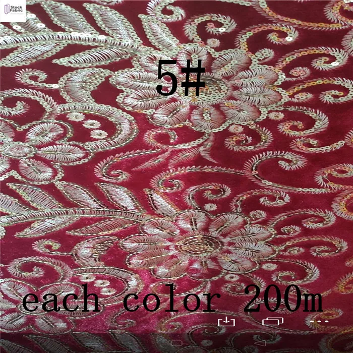 wholesale  High quality hot selling velvet embroidery fabric  sequin   stock  fabric for dress