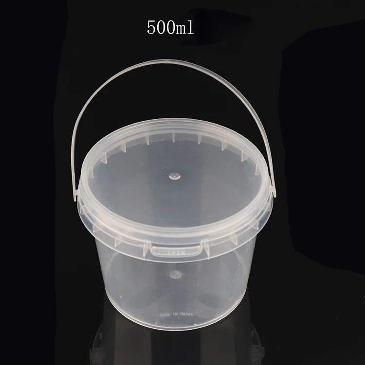 Custom Plastic Bucket Food Grade With Lid 500ml 700ml 1000ml Fruit Yogurt Milk Tea Packing Bucket With Lid