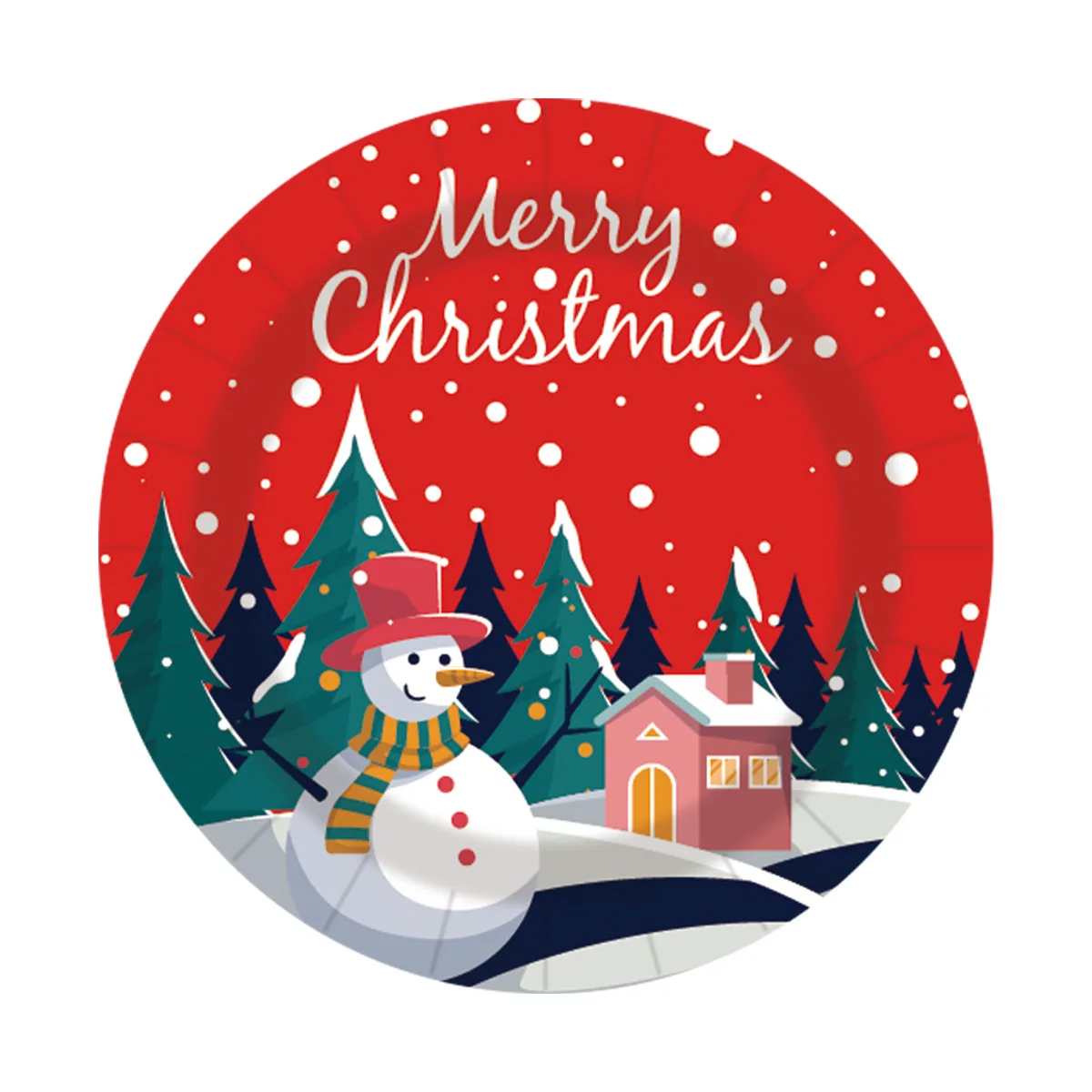 Wholesale Christmas Disposable Paper Plates Set Christmas Snowman Theme Tableware Paper Plate Tablecloth Napkin Xmas Supplies