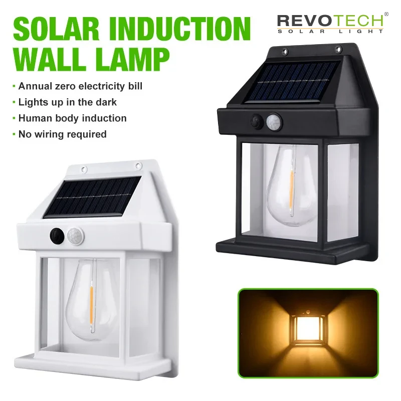 Solar Outdoor Tungsten Bulb Wall Light For Villa Patio Garden Lamp
