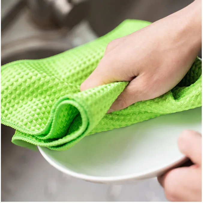 Customization Logo Microfiber waffle towel Quick Dry Window Kitchen Glasses Car Wash Cloth Microfiber Cleaning Cloths
