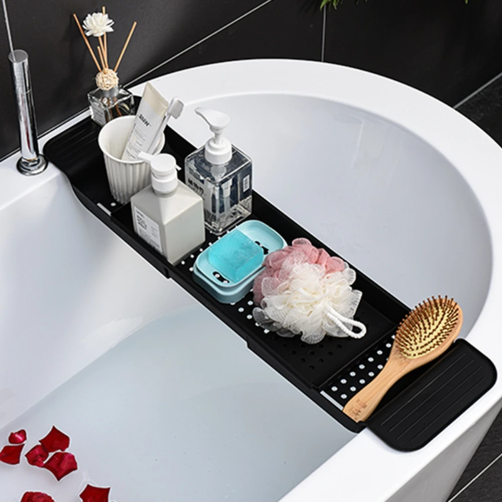 Foldable Waterproof Bath Shelf for Tub Expandable Bath Caddy Tray for Bathtub Tub Organizer and Holder