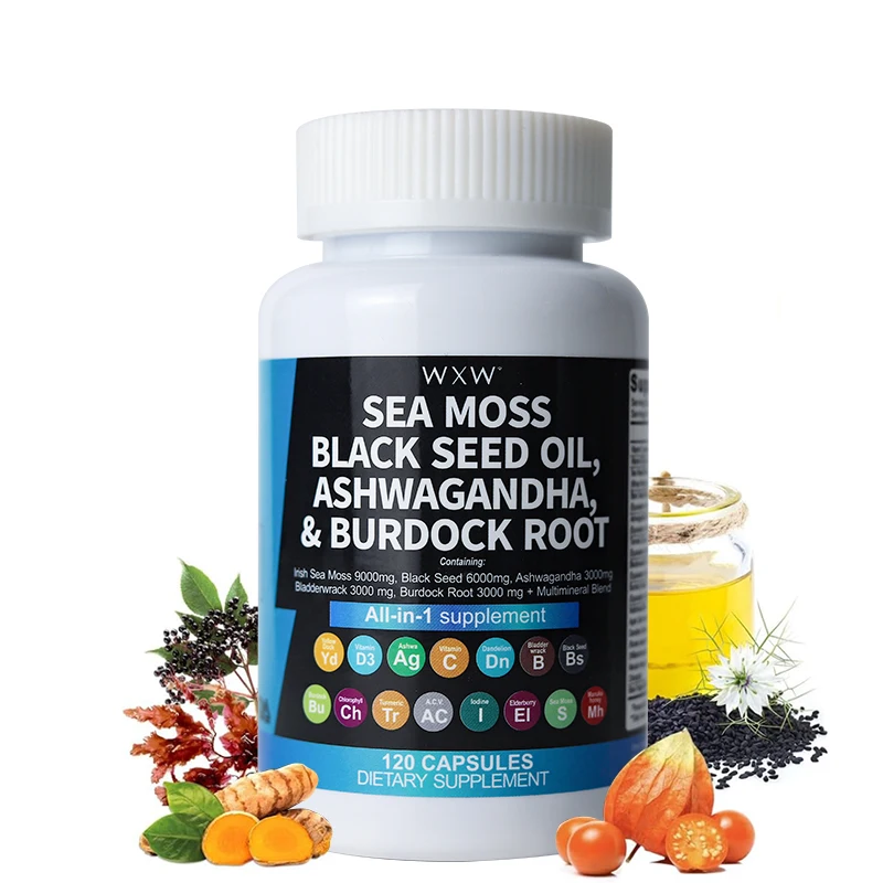 Stock WXW  high quality organic black seed oil capsules black seed oil honey capsules sea moss black seed oil capsules