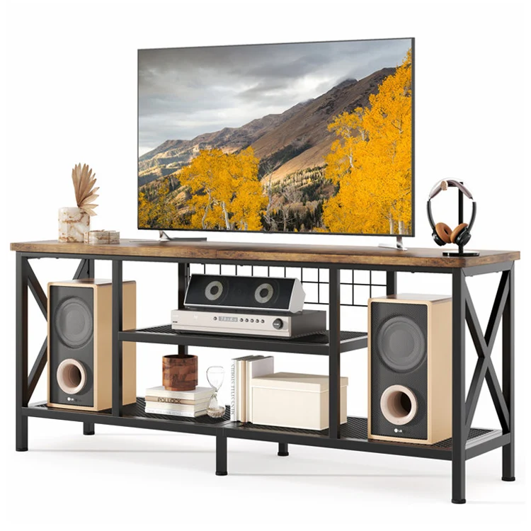 Entertainment Center Living Room Wooden Metal Storage Cabinet Sideboard Television Media Console Table TV Stand Soporte de TV