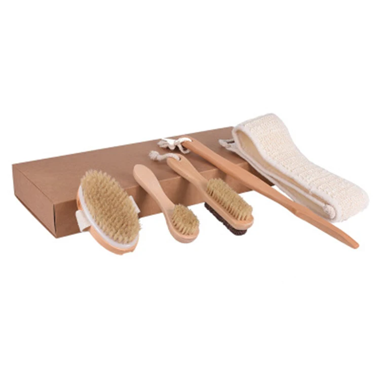 
 Бамбуковая щетка для сухого тела для ванной и душа премиум-класса для отшелушивания и чистки сухой кожи  
