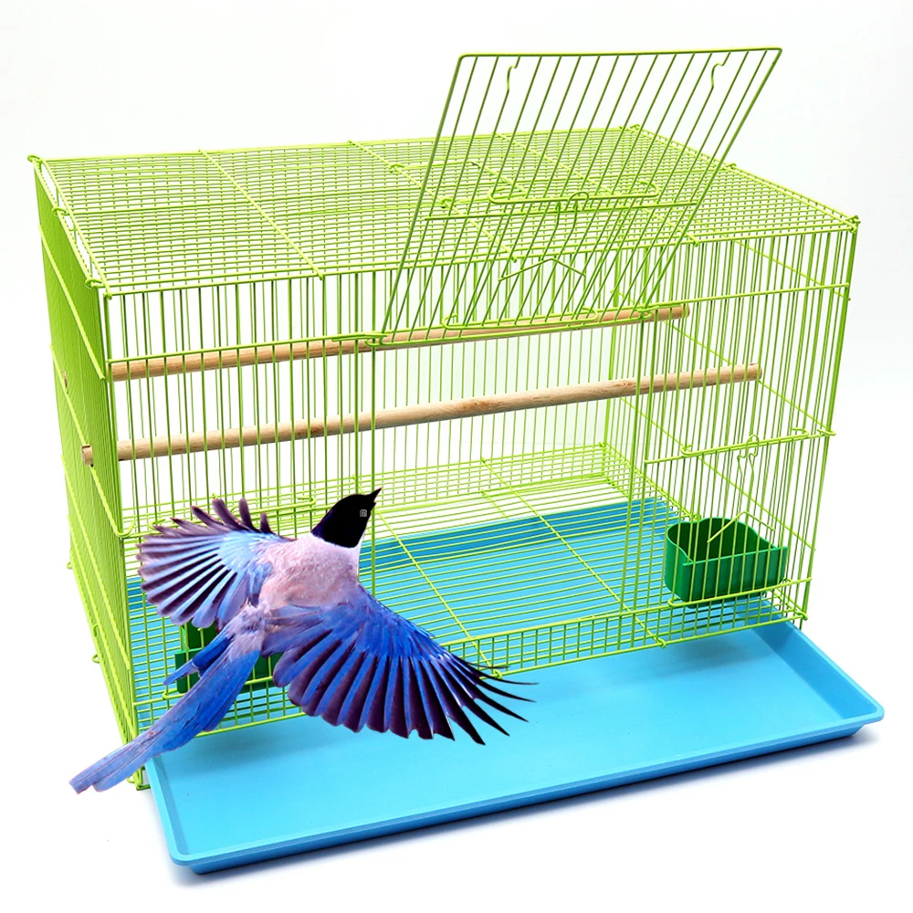 Green pet keeping small parrots bird cages metal folding wire portable bird cages sustainable large space bird cages
