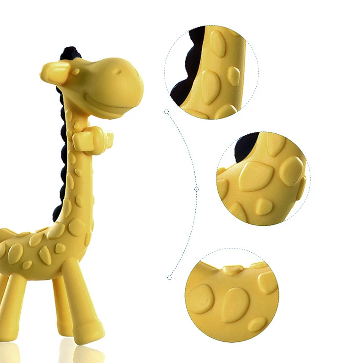 BPA Free Food Grade Silicone Baby Teether Chew Toys Giraffe Teething Animal Toy for Kids