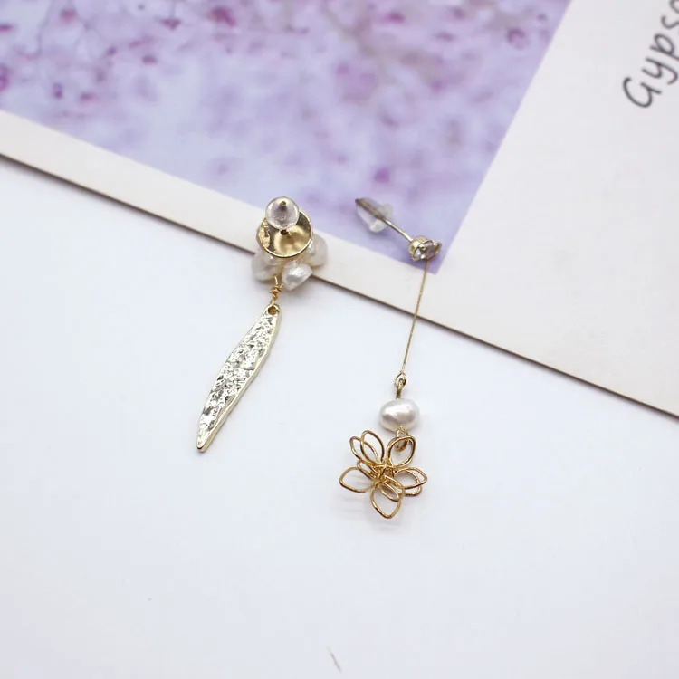 High quality star pearl layered eardrop hanging 14k gold  earring chain  earrings