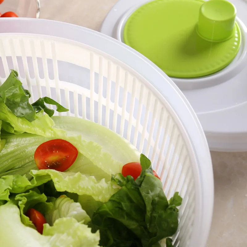 Household Manual Spin Dryer for Vegetables and Fruits Hand-Cranked Kitchen Washer with Drain Basket Face Use