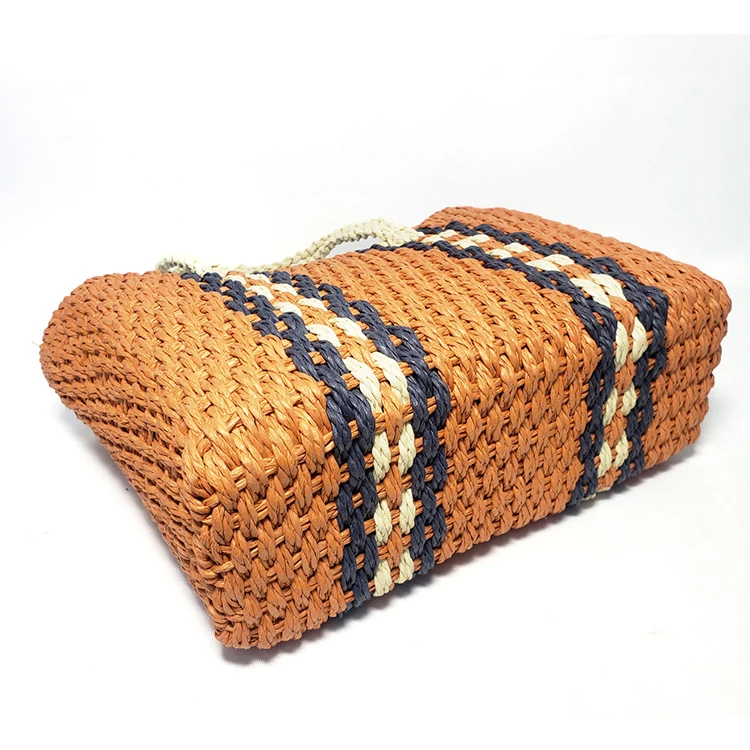 
Wholesale Custom Color Paper Rope Material Bag Woman Fashion Design Handbag 