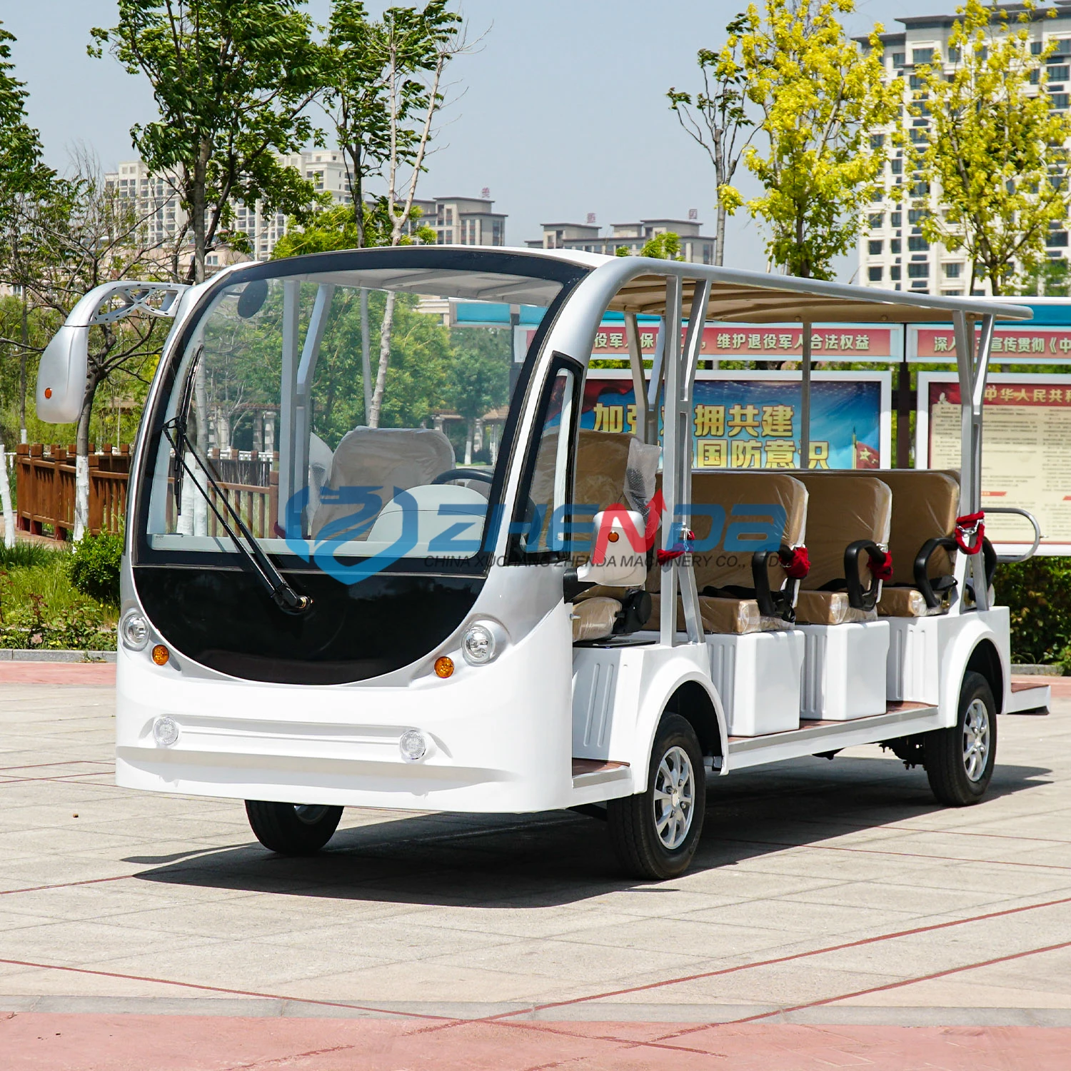 China 14 Seater Electric Golf Cart for Sale 72V Lithium Customized 14 Seater Electric Shuttle Car