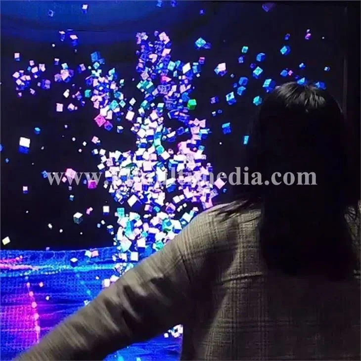 Human Shadow Particle Interaction Projection Interactive Human Body Sensing Dynamic Art Wall Led Display Ai Artwork