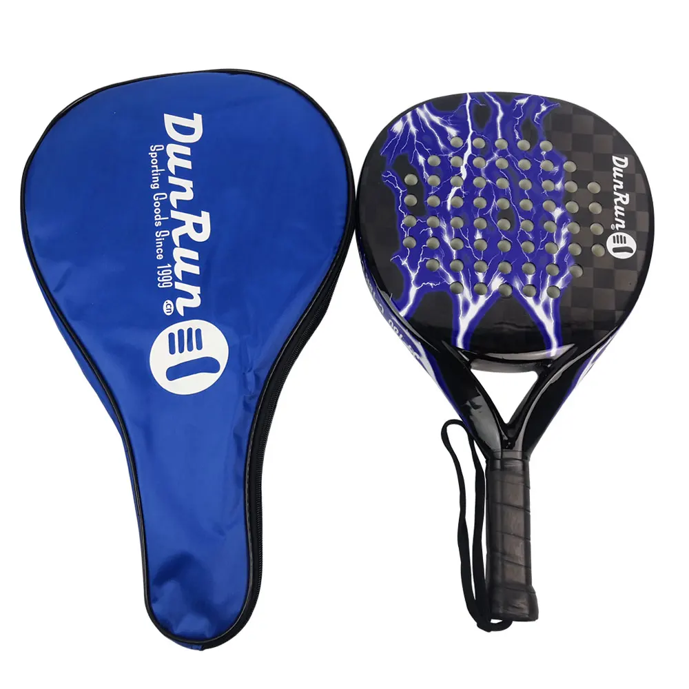 DunRun Custom Professional Black And Blue Pu Grip Adult 18K Padel Racket Factory